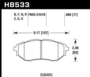 Subaru Tribeca Brake Pads - Front - Hawk Performance - HPS 5.0 - `06-`07